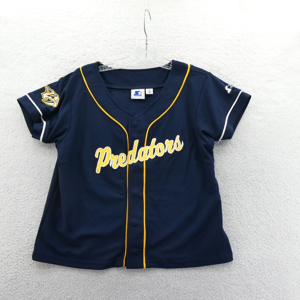 Starter Jersey Women Medium Nashville Predators Navy Blue Snap Front Jersey NHL